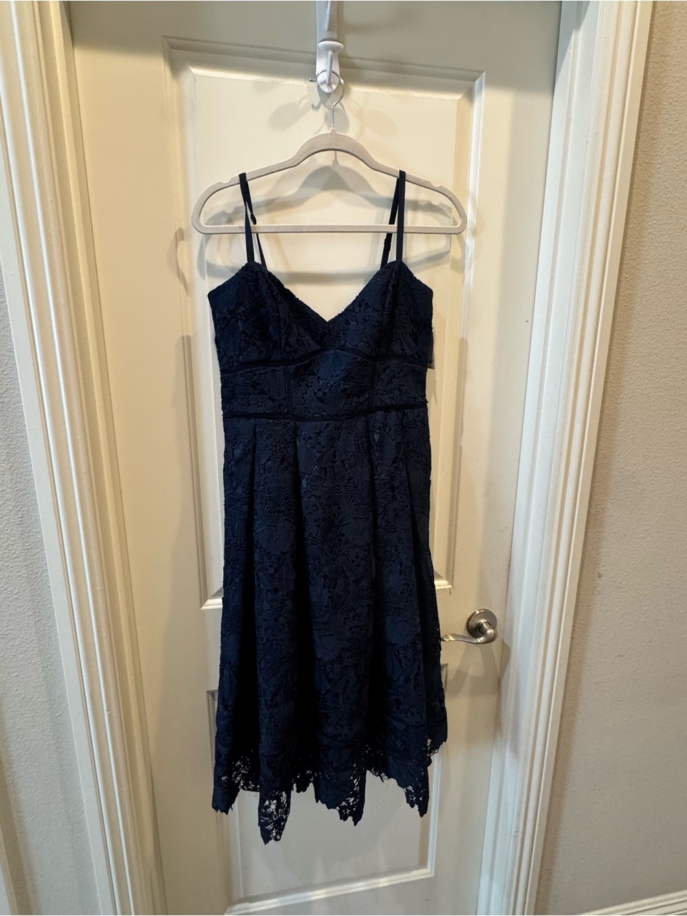 White House Black Market Navy Lace Midi Dress